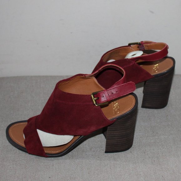 LADIE SARTO BY FRANCO SARTO OPEN TOE/SLING BACK HEELS - 9 1/2 - WINE - Picture 3 of 7